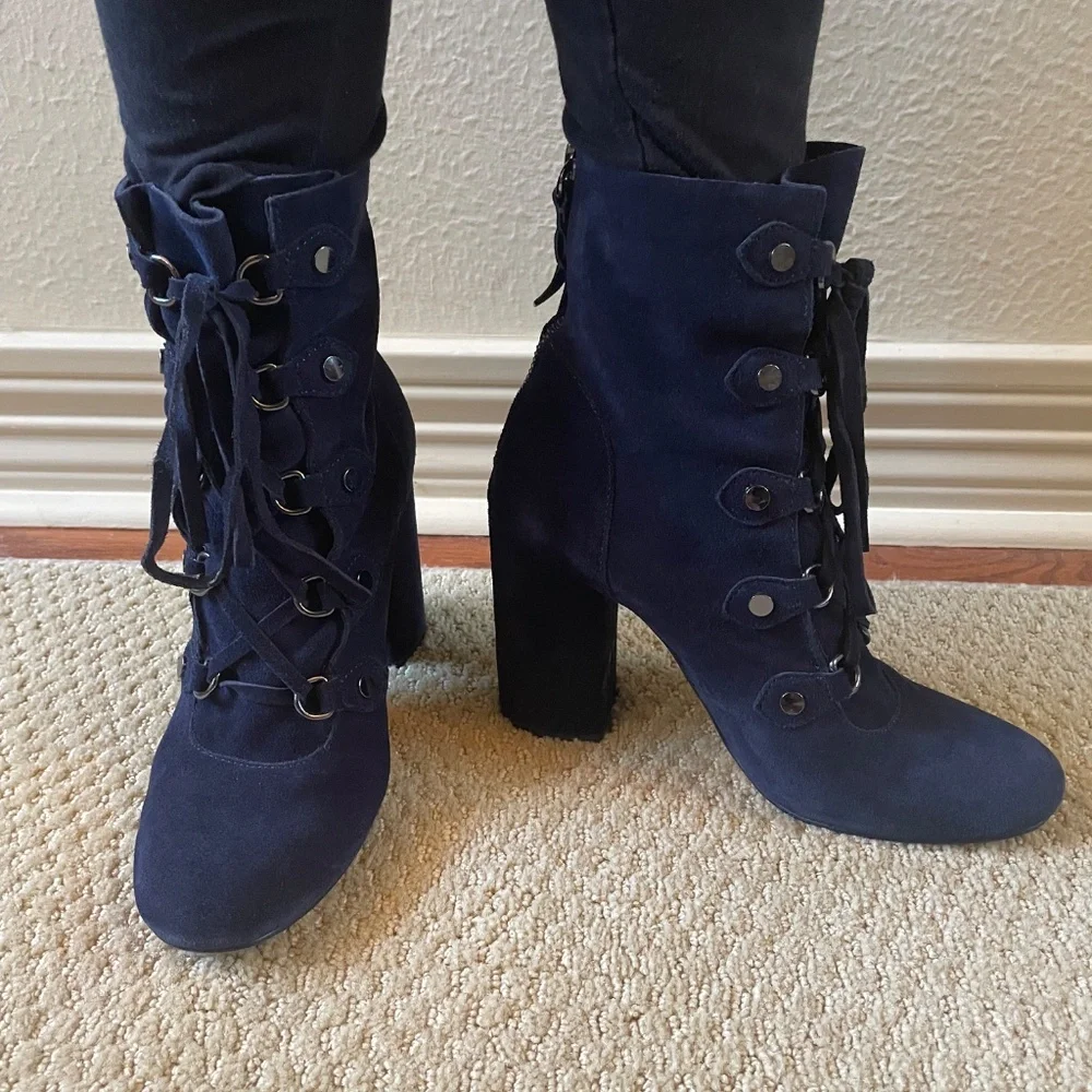 Splendid Blue Suede Ankle Boots (8 US) - Picture 2 of 6